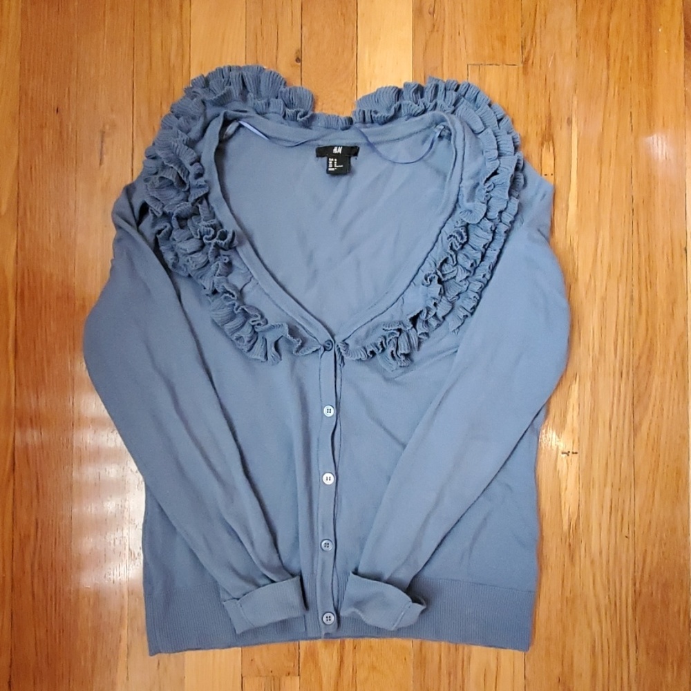 H&M Blue Ruffle Cardigan - Picture 1 of 3